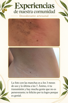 Experiencia compartida por clientes del desodorante artesanal, con presentación botánica.