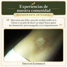 Experiencia compartida por clientes del desodorante artesanal, con presentación botánica.